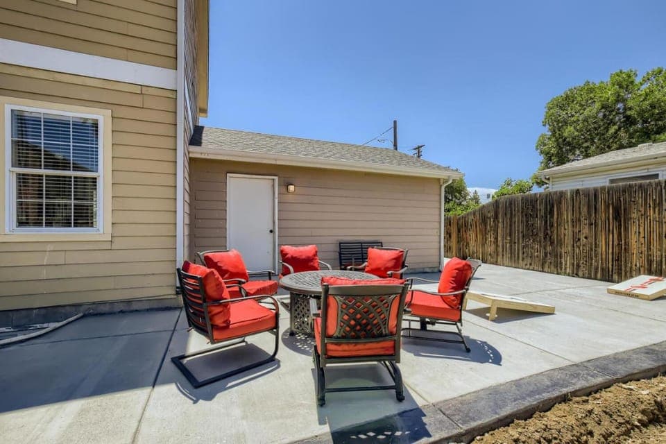 Property building, Patio, Day, Seating area