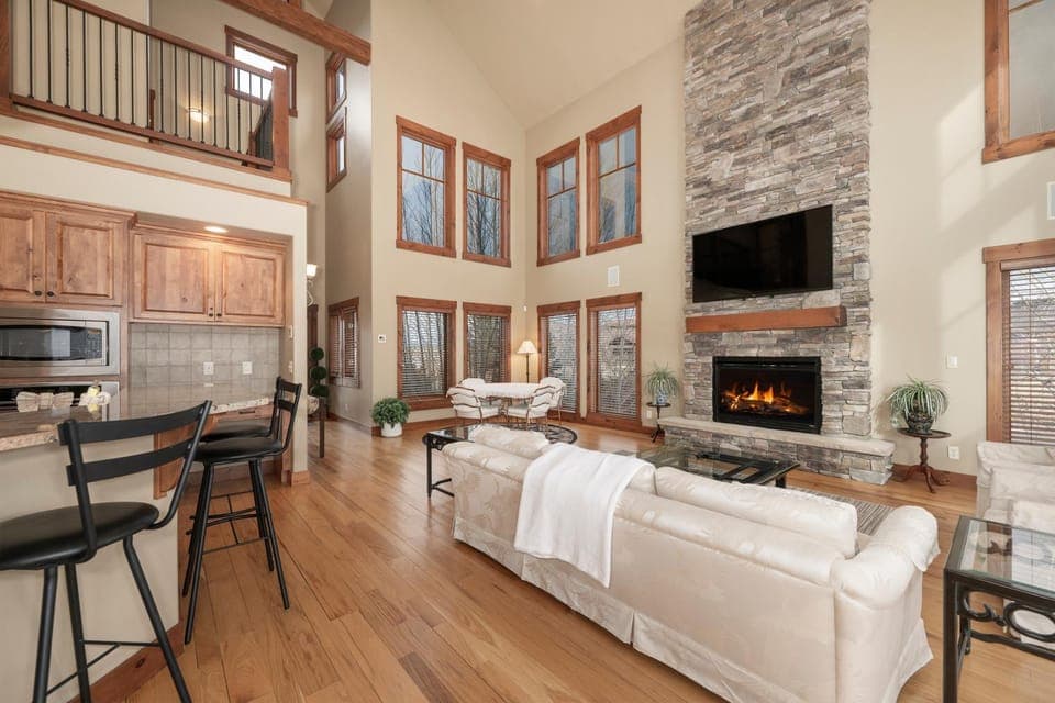 Day, TV and multimedia, Kitchen or kitchenette, Living room, fireplace, furniture