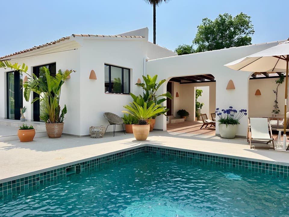Property building, Living room, Swimming pool