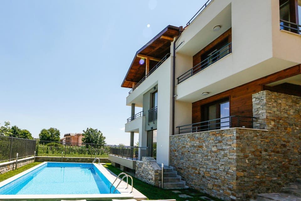 Patio, Facade/entrance, Day, Summer, Garden, Garden view, Pool view, Swimming pool