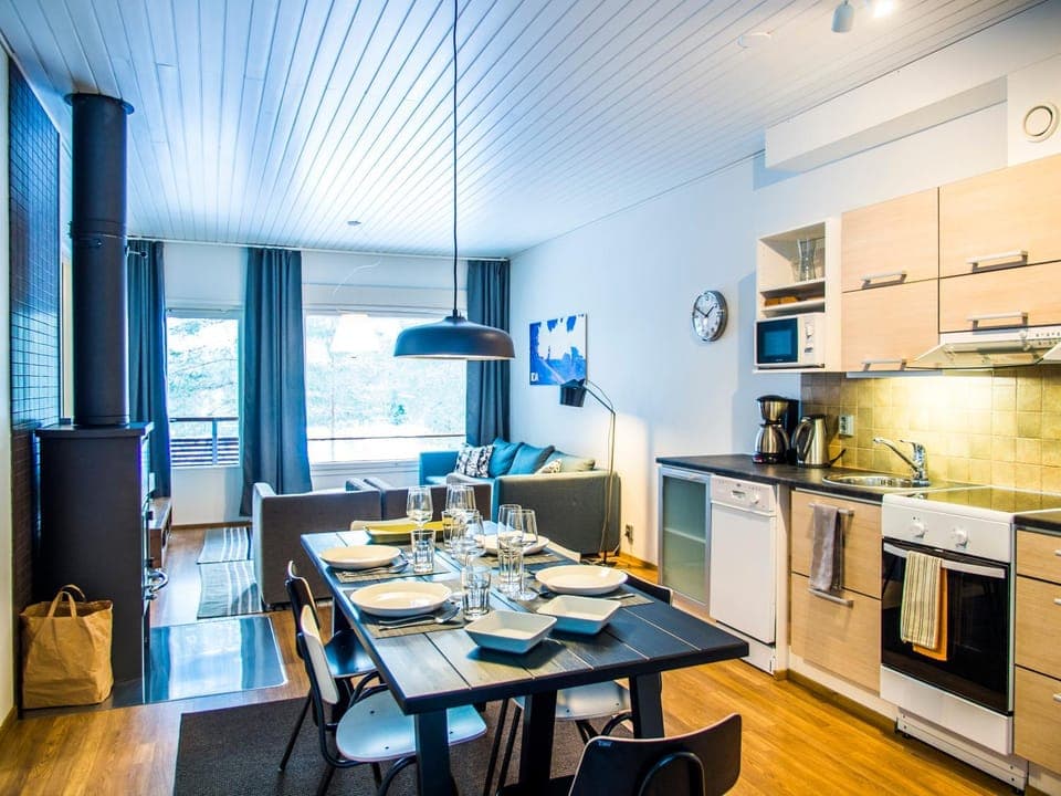 Kitchen or kitchenette, Living room, Dining area