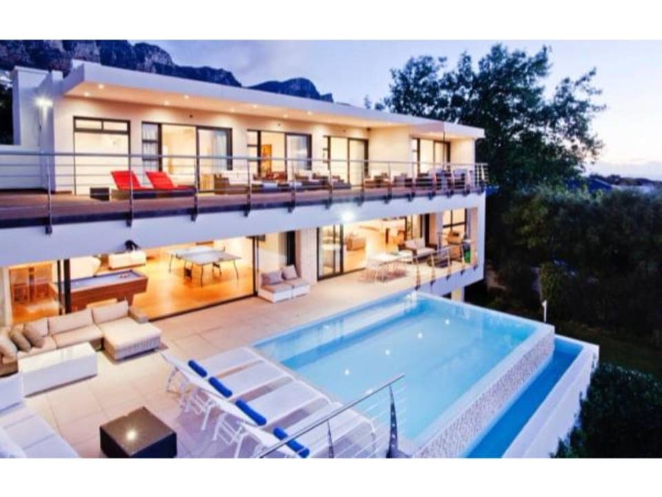 Property building, Pool view, Sunset