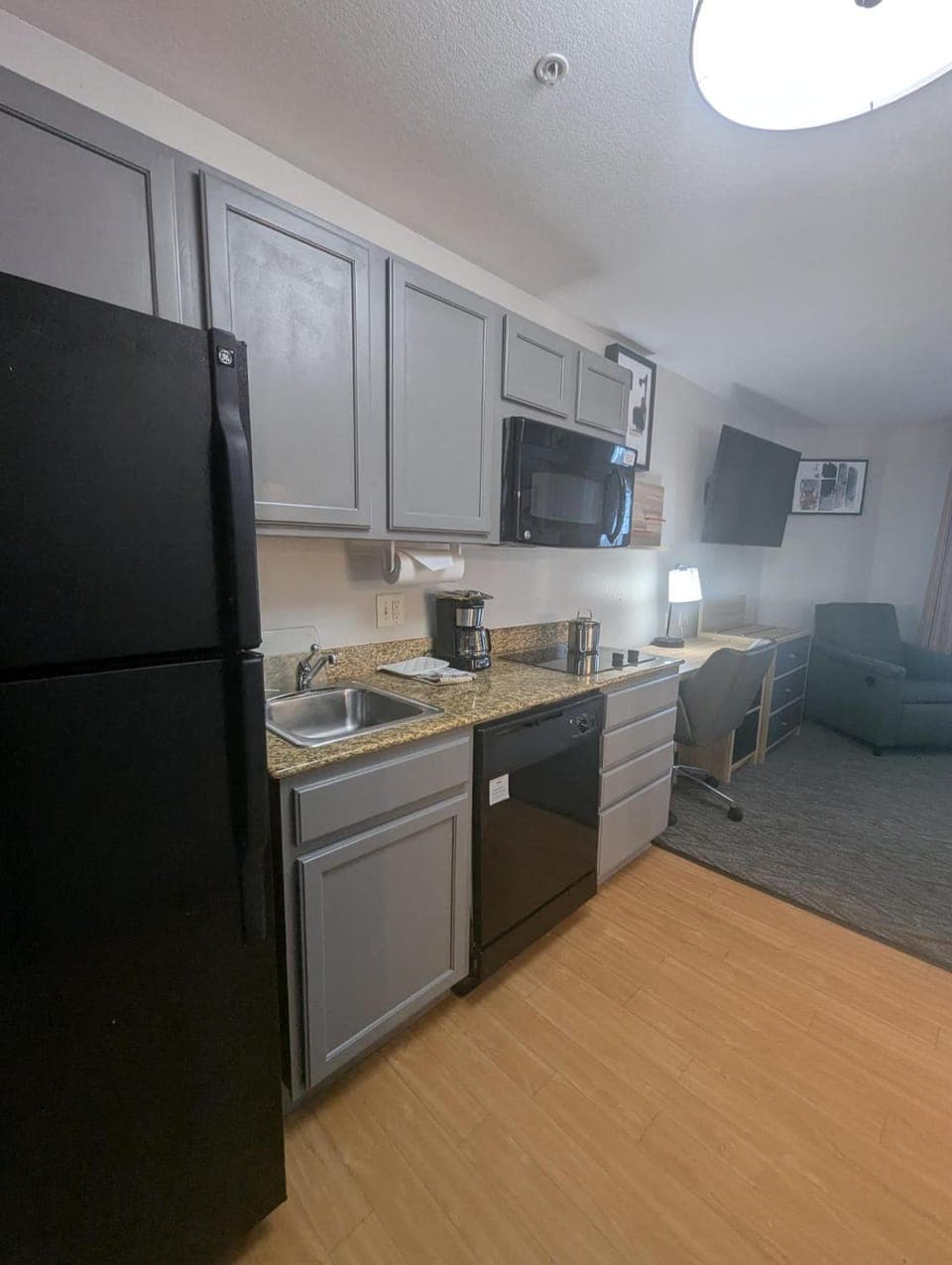 Kitchen or kitchenette, dishwasher