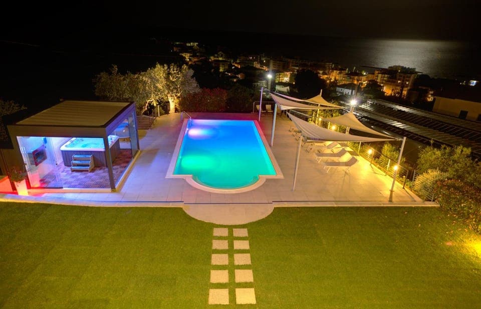Night, Bird's eye view, Hot Tub, Pool view