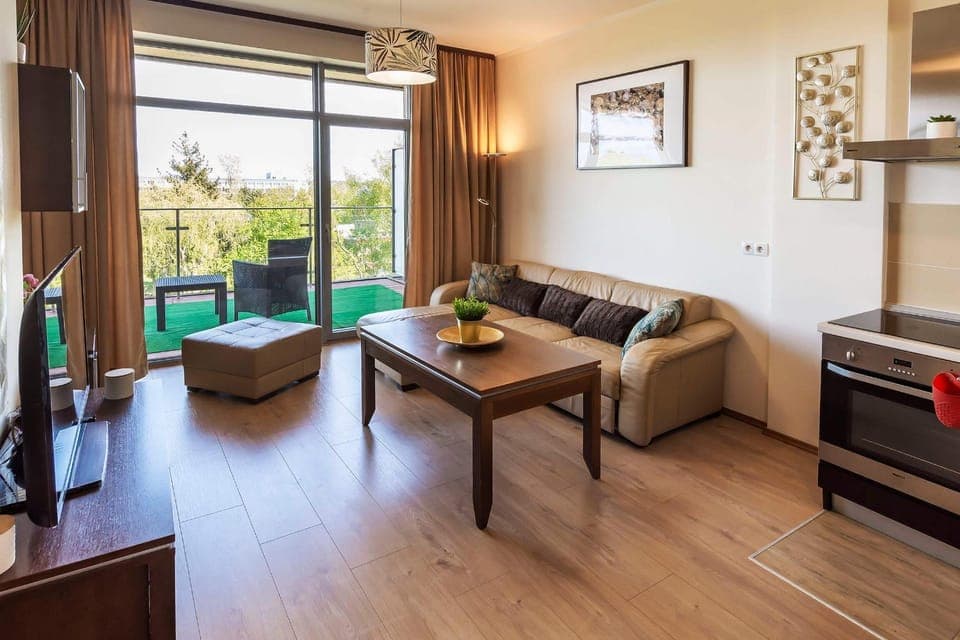 Living room, Seating area, Garden view