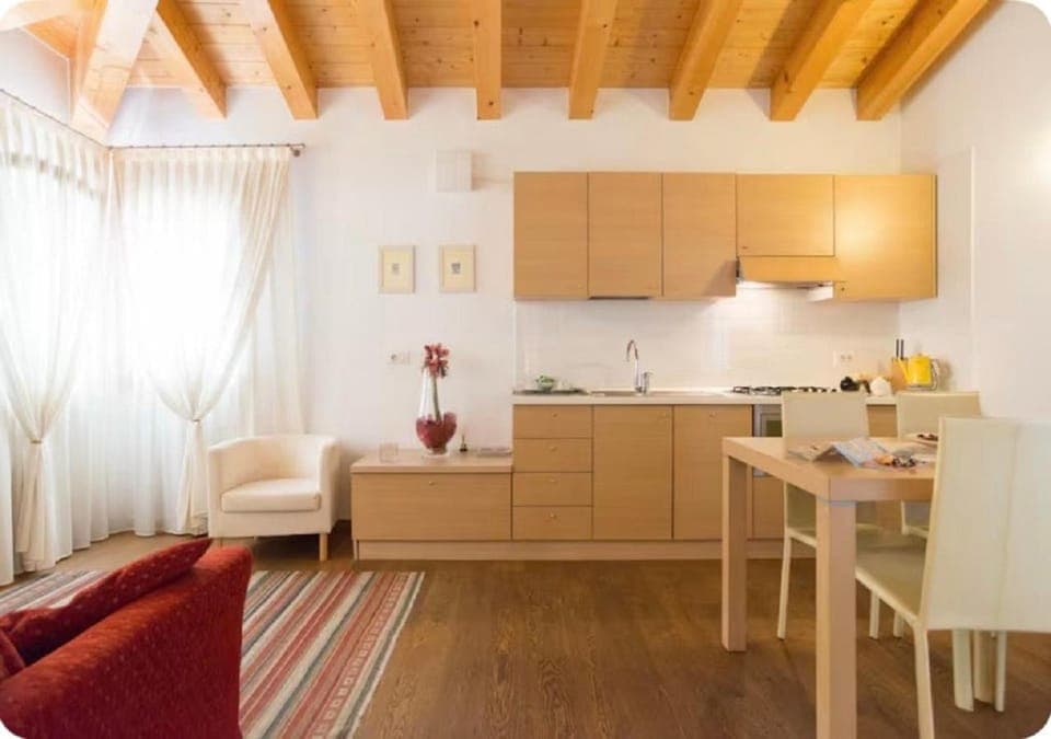 Kitchen or kitchenette, Living room, Dining area, stove, kitchen