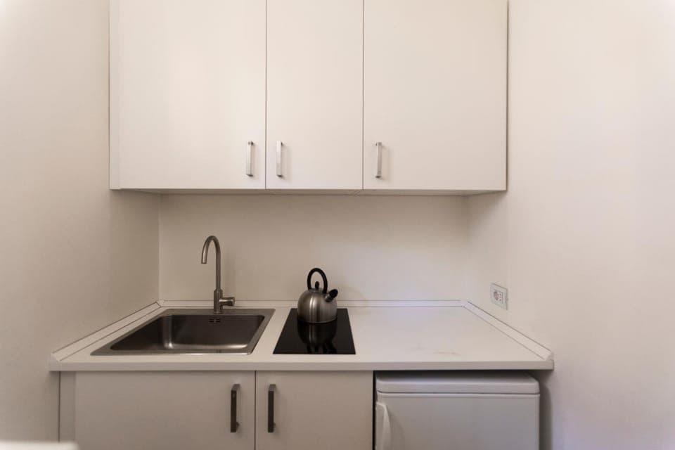Kitchen or kitchenette, stove