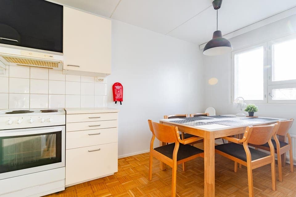 Kitchen or kitchenette, Photo of the whole room, Dining area, oven, stove