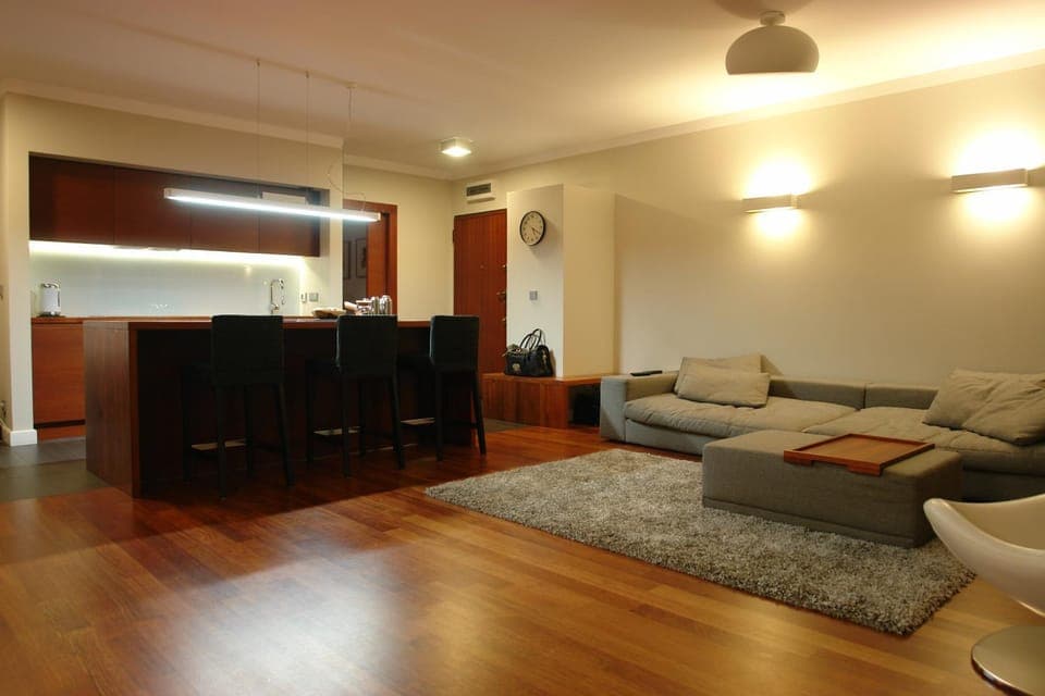 Kitchen or kitchenette, Living room, Seating area
