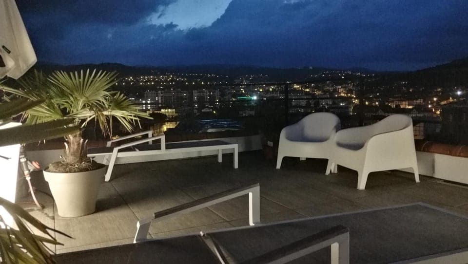 Patio, Night, City view, Mountain view