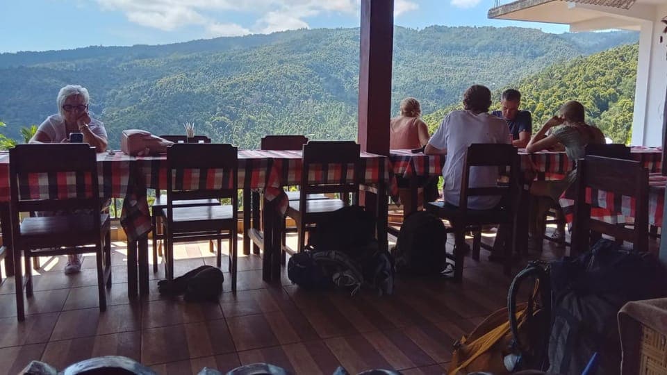 Restaurant/places to eat, People, Natural landscape, Mountain view, group of guests