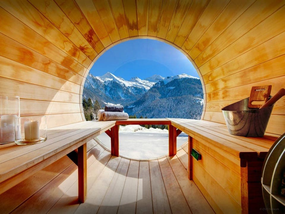 Day, Natural landscape, Winter, Sauna, Mountain view