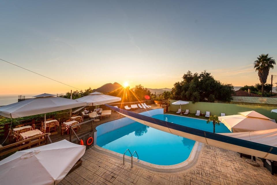 Pool view, Swimming pool, Sunset