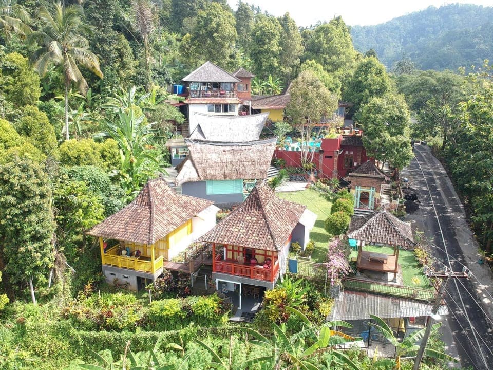 Property building, Natural landscape, Bird's eye view, Mountain view