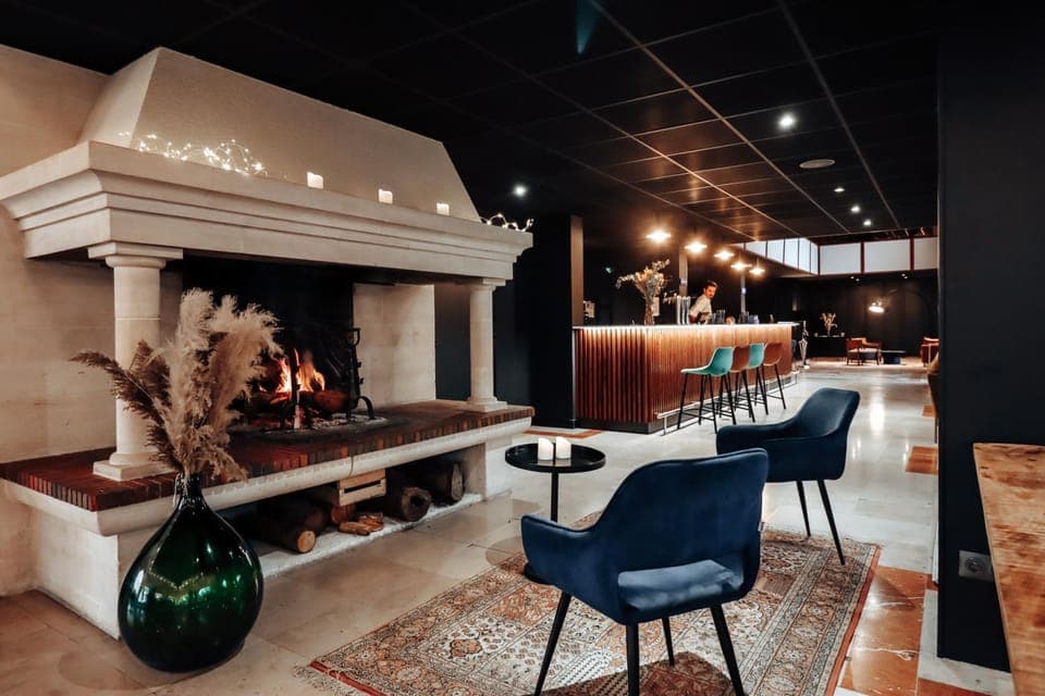 Property building, fireplace