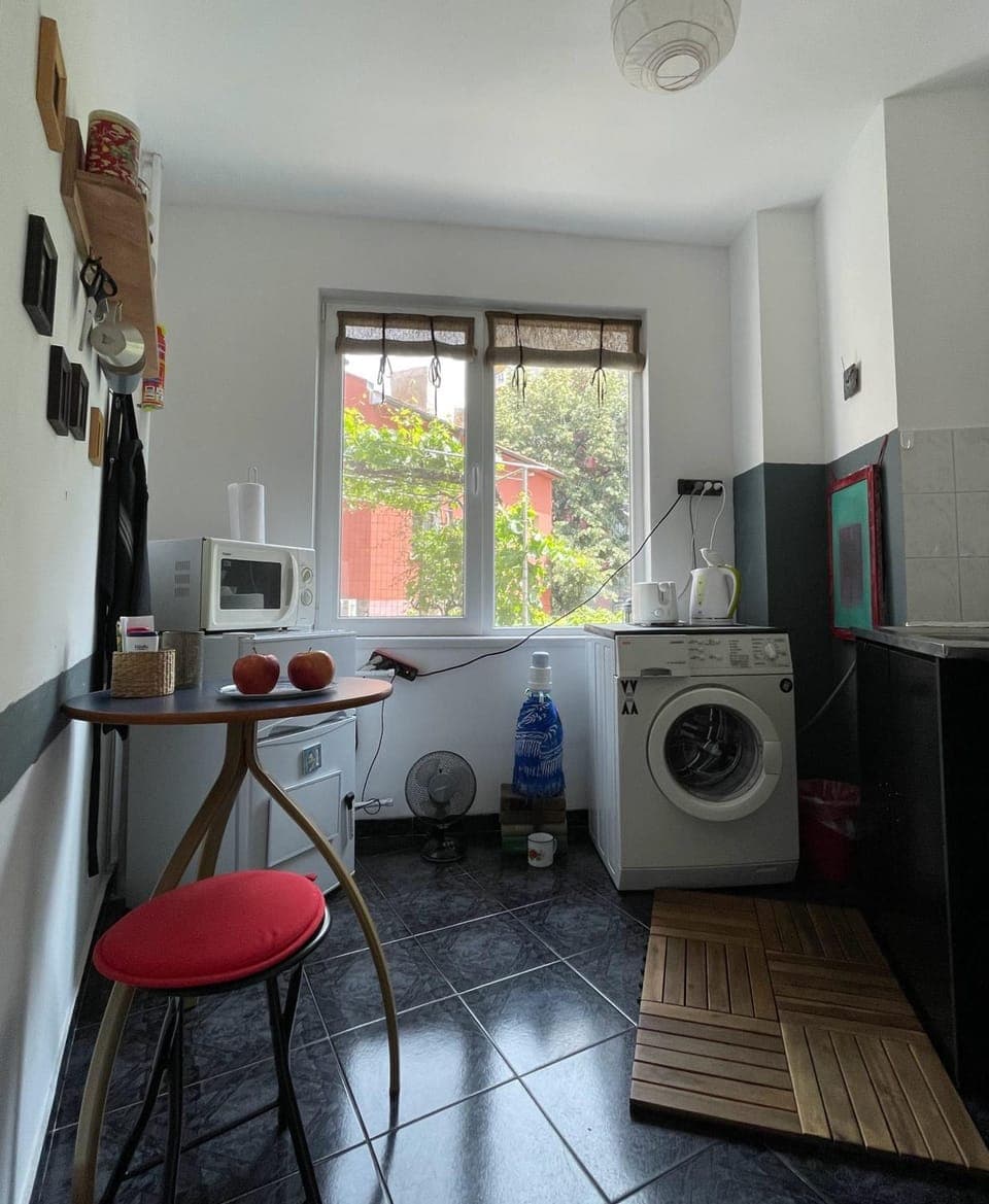 Kitchen or kitchenette, Dining area, washing machine