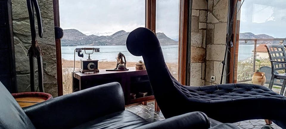 Living room, Seating area, Lake view