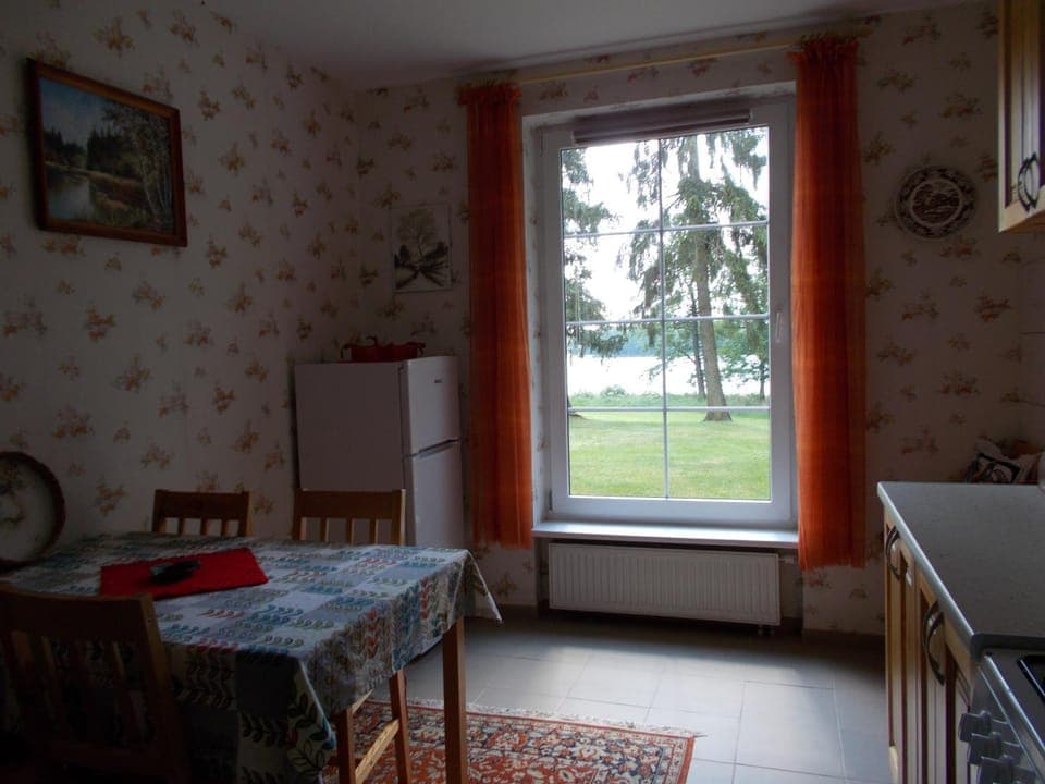 Kitchen or kitchenette, Photo of the whole room, Decorative detail, Dining area, Lake view
