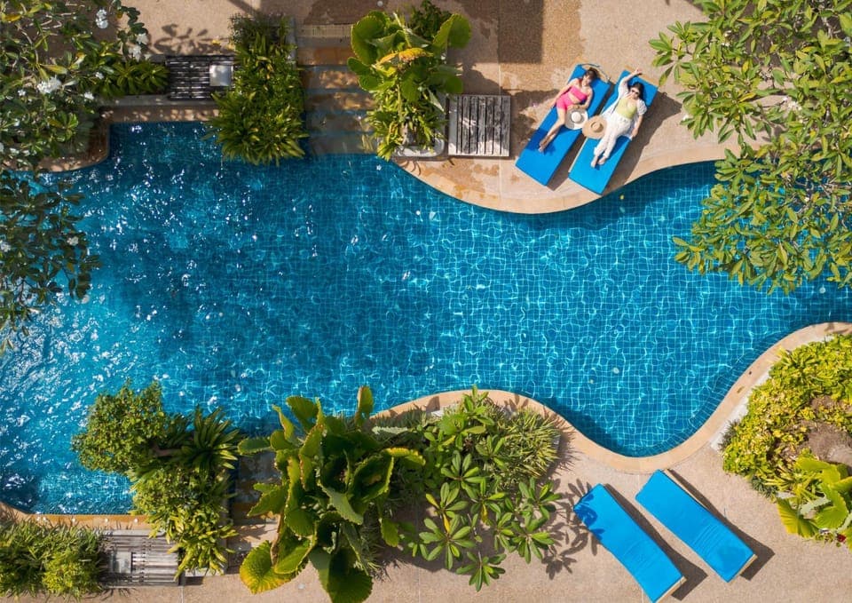 People, Bird's eye view, Pool view, Swimming pool