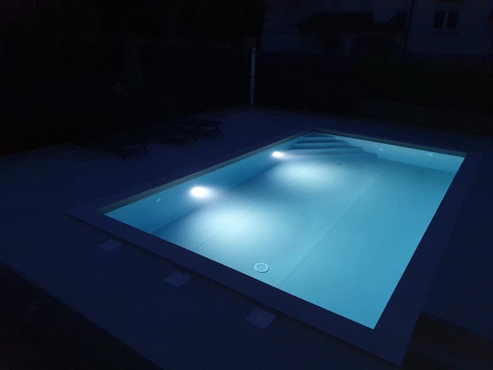 Night, Pool view, Swimming pool
