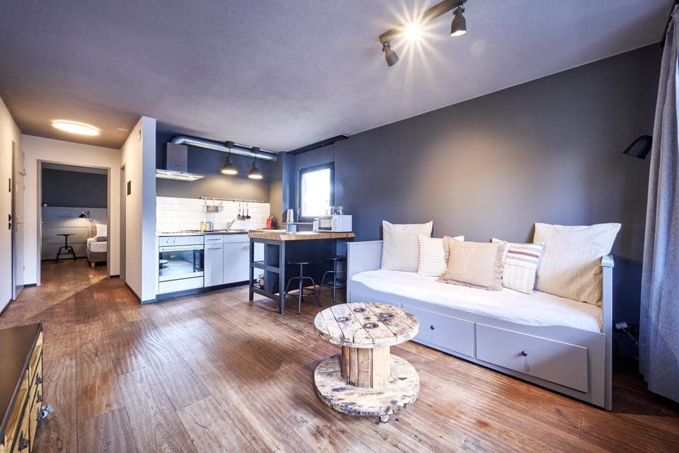 Kitchen or kitchenette, Living room, Dining area