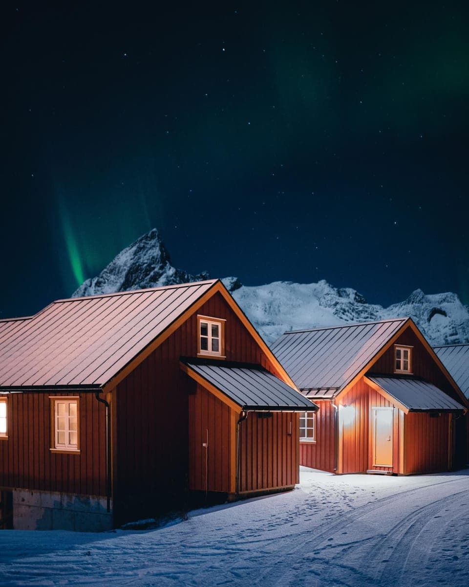Night, Natural landscape, Winter
