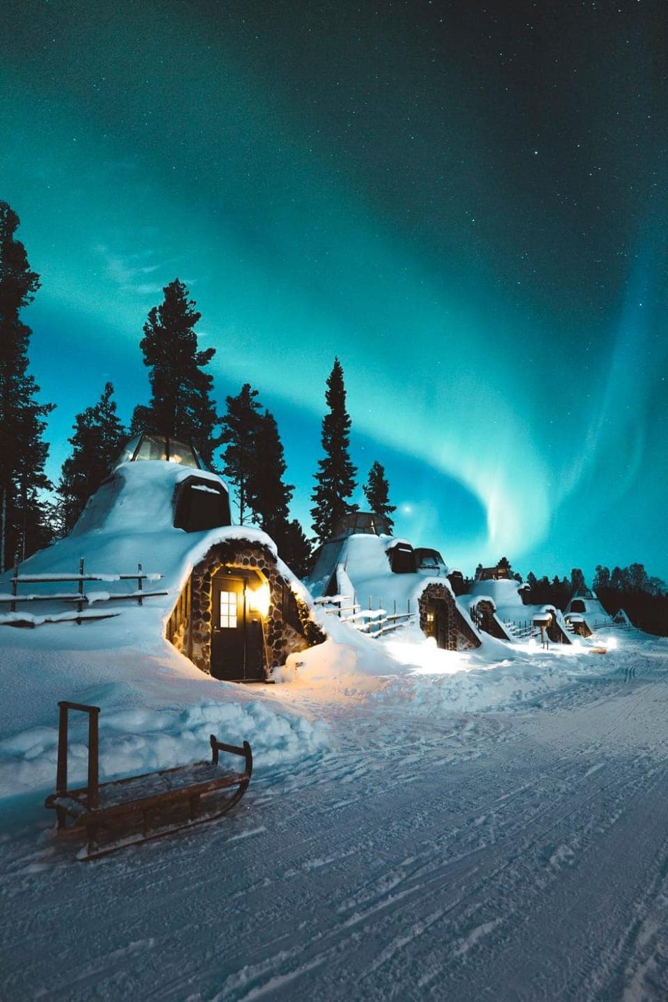 Night, Natural landscape, Winter