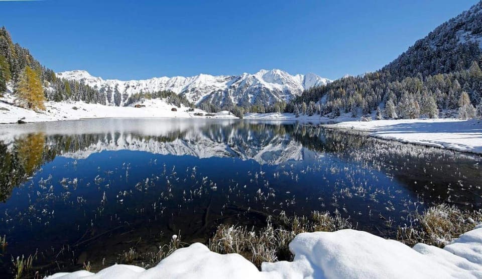 Day, Natural landscape, Winter, Lake view, Mountain view