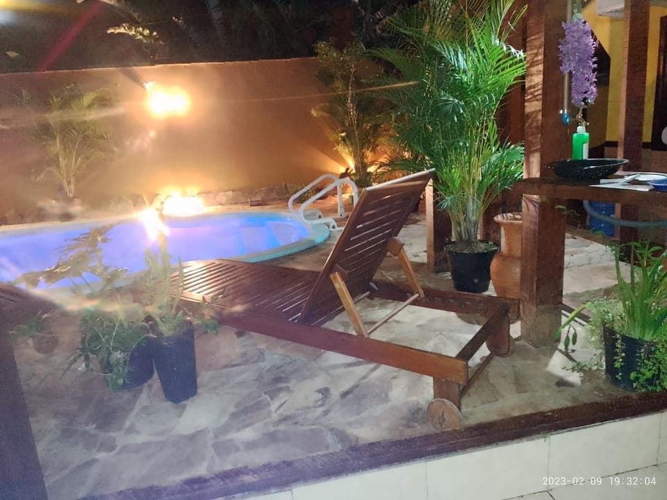 Swimming pool, sunbed