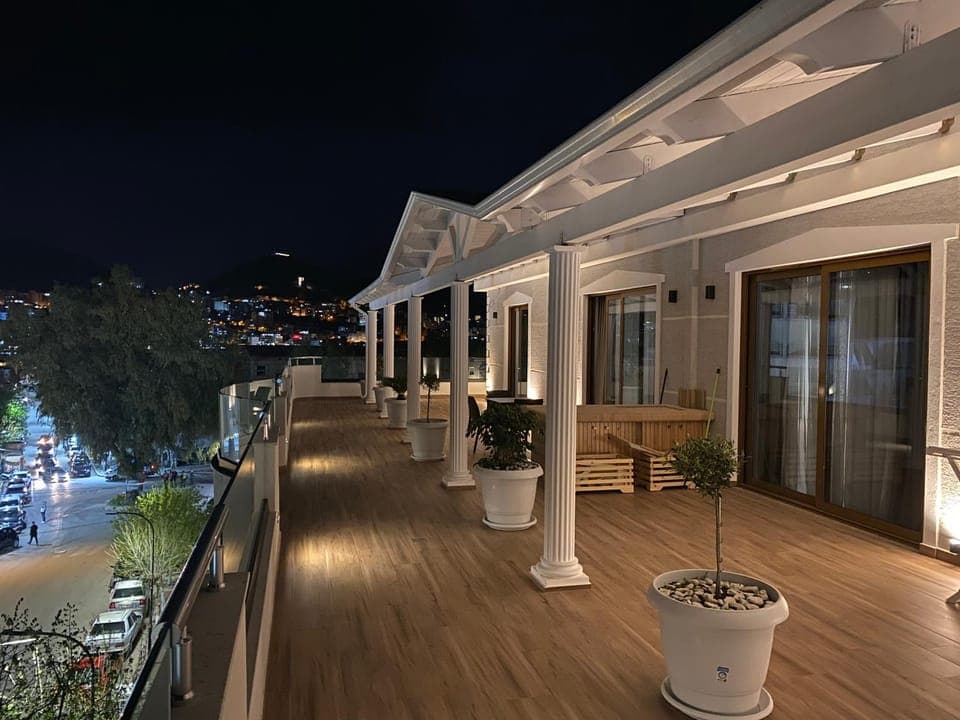 Property building, Patio, Night, View (from property/room), Balcony/Terrace