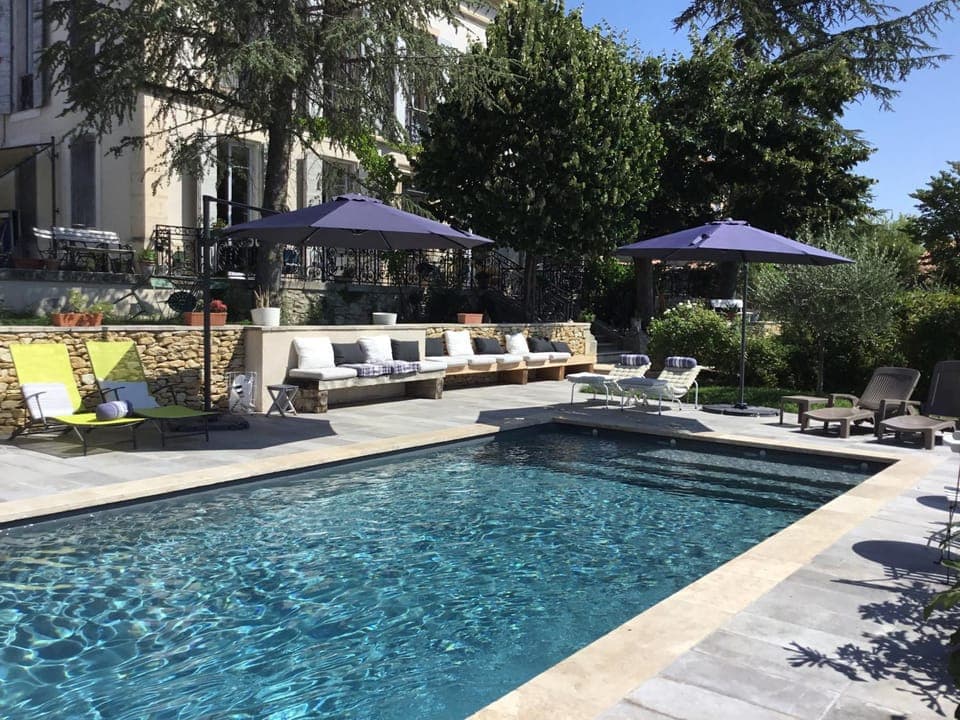 Patio, Garden, Swimming pool, sunbed