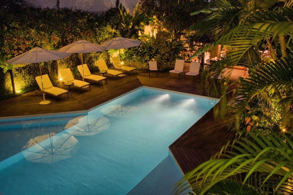 Night, Garden, Garden view, Pool view, Swimming pool, Swimming pool, sunbed