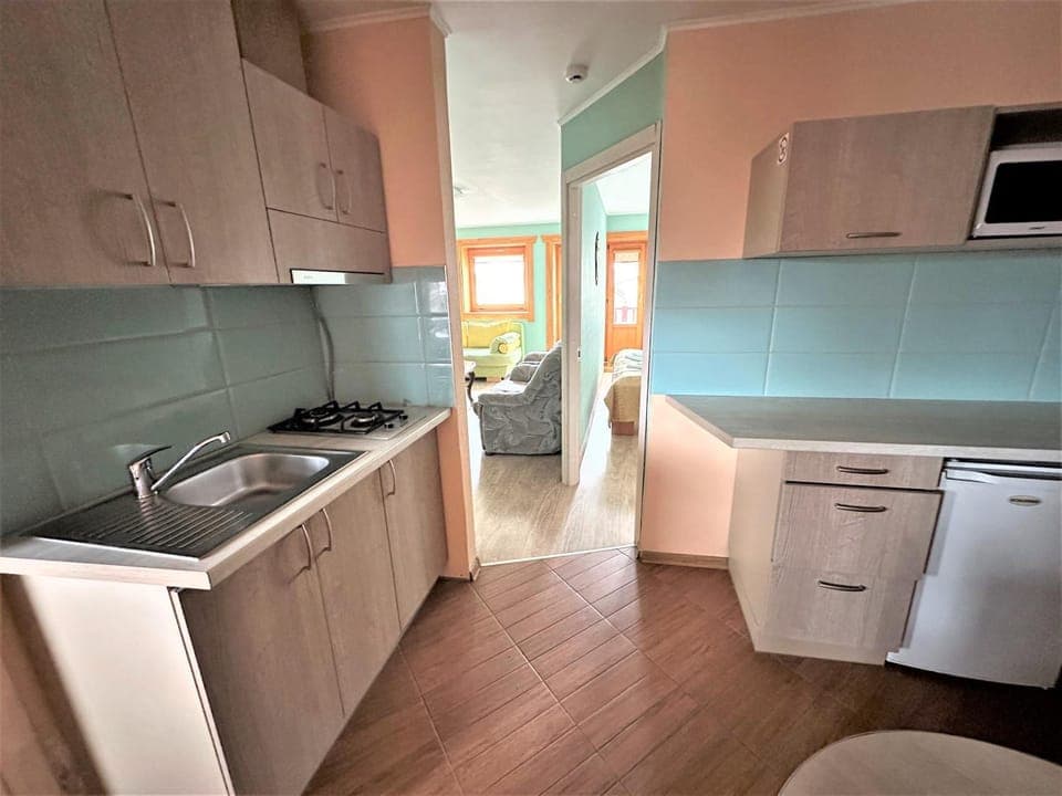 Kitchen or kitchenette, minibar, stove
