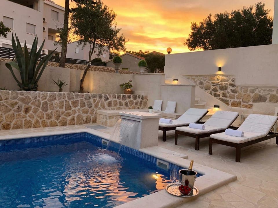 Pool view, Sunset