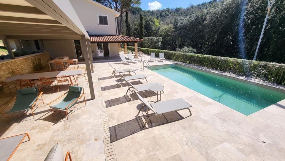 Property building, Patio, Pool view, Swimming pool