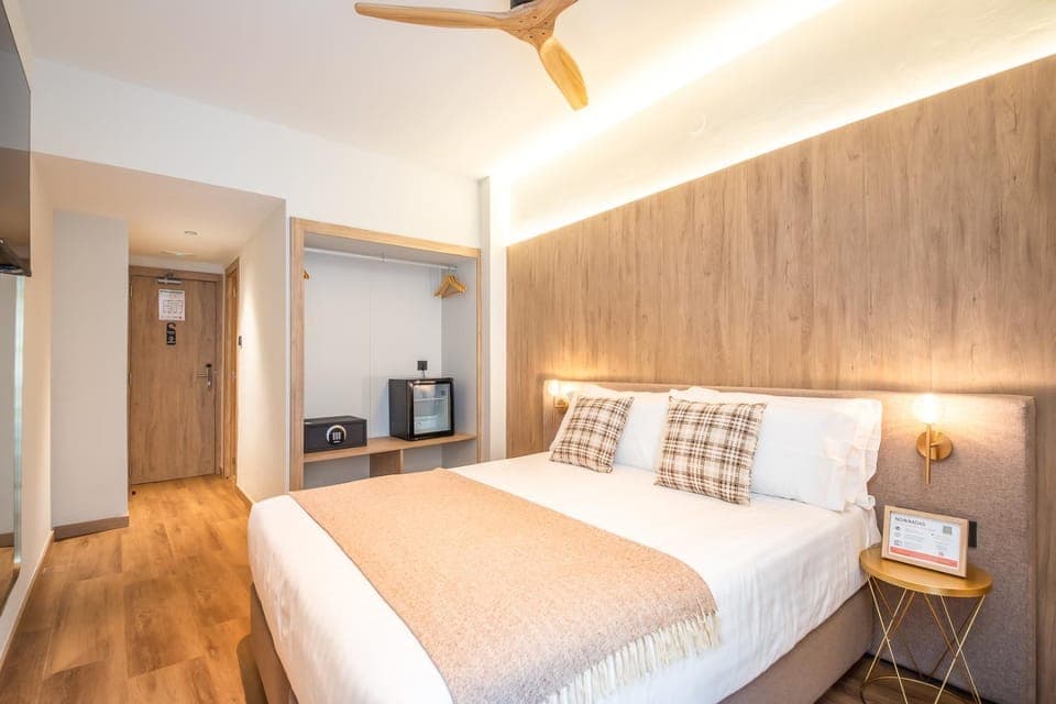 Bed, fireplace, oven, safe