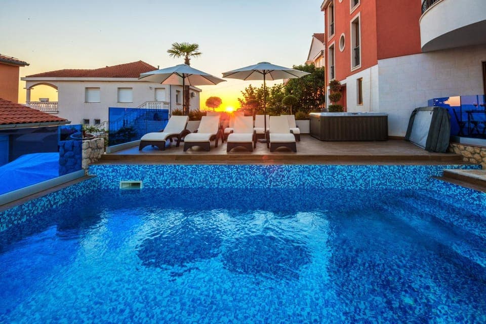 Swimming pool, Swimming pool, Sunset