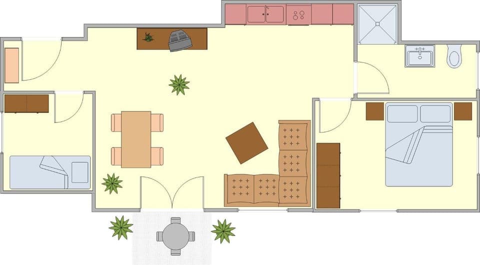 Photo of the whole room, Floor plan