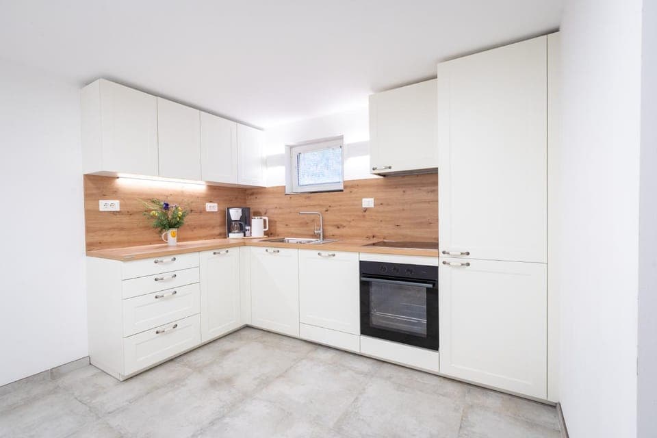 Kitchen or kitchenette, dishwasher, stove