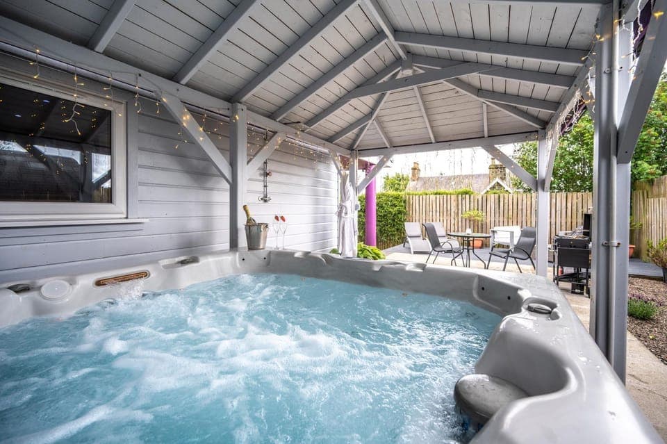 Patio, Hot Tub, Pool view, sunbed