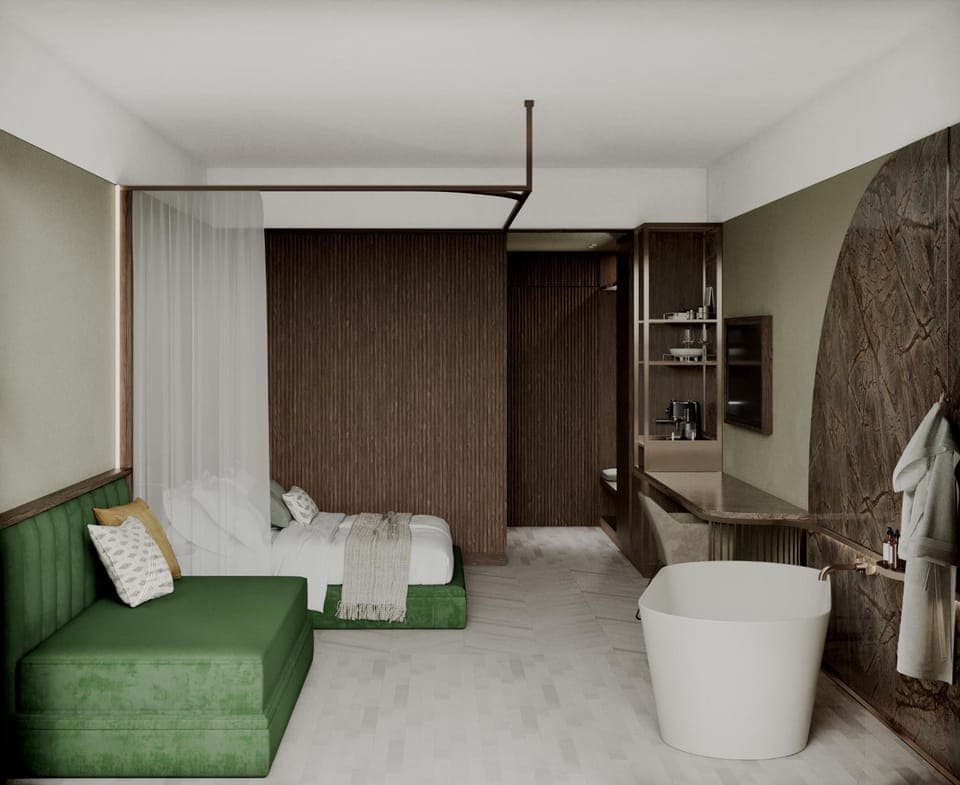 Bed, Living room, Photo of the whole room, Seating area, Bedroom, Bath