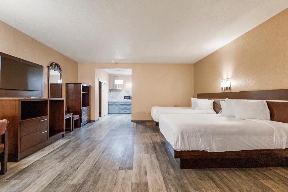 Bed, TV and multimedia, Photo of the whole room, hair dresser