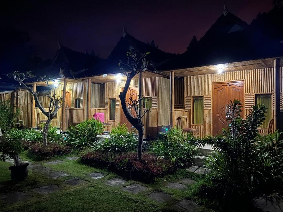 Property building, Night, Garden, Garden view