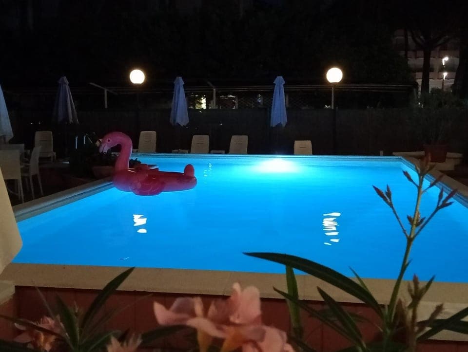 Night, Pool view, Swimming pool