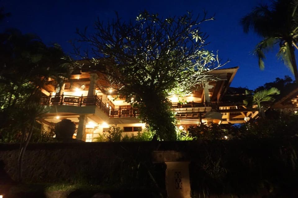 Property building, Night, Garden, Garden view
