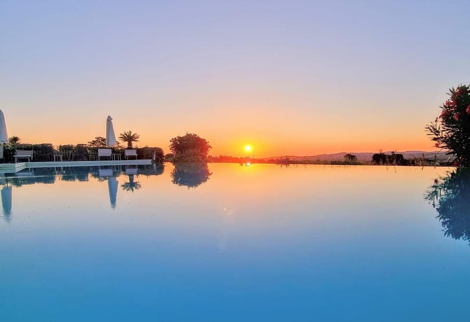Natural landscape, Pool view, Swimming pool, Sunrise