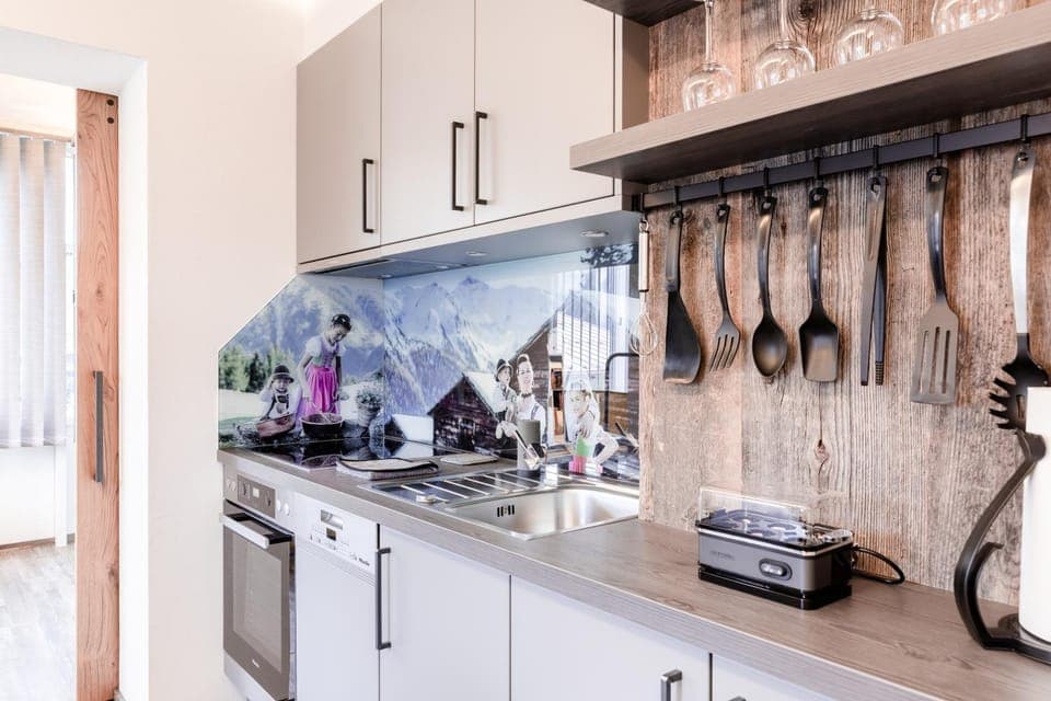 Kitchen or kitchenette, stove, kitchen