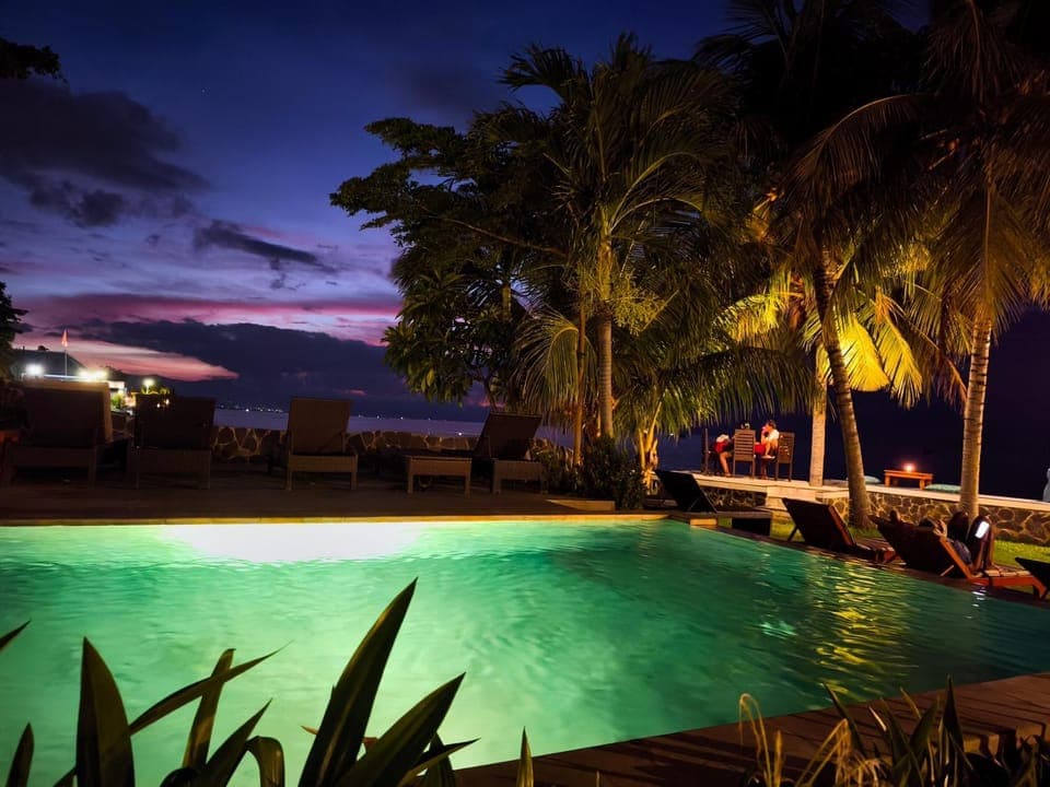 Night, Pool view, Swimming pool