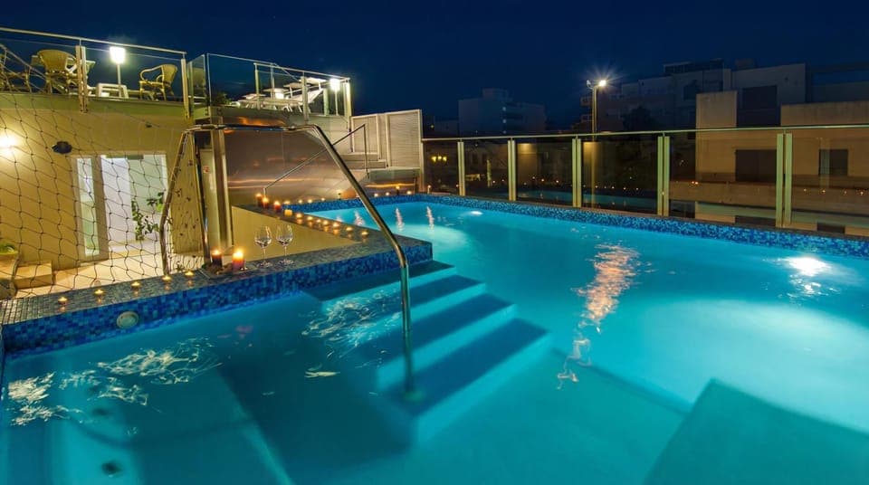 Night, Pool view, Swimming pool