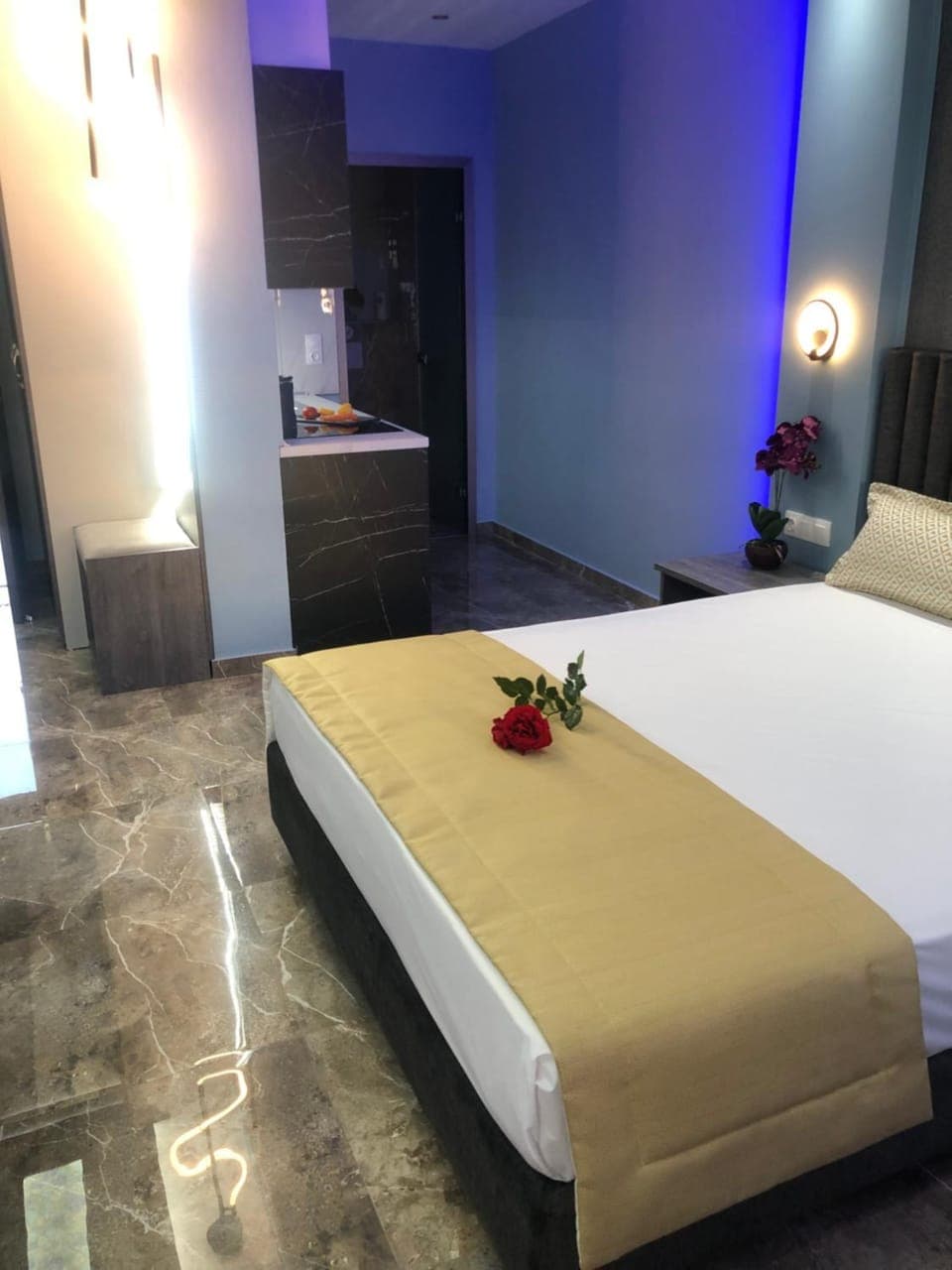 Bed, Kitchen or kitchenette, Photo of the whole room, Bedroom